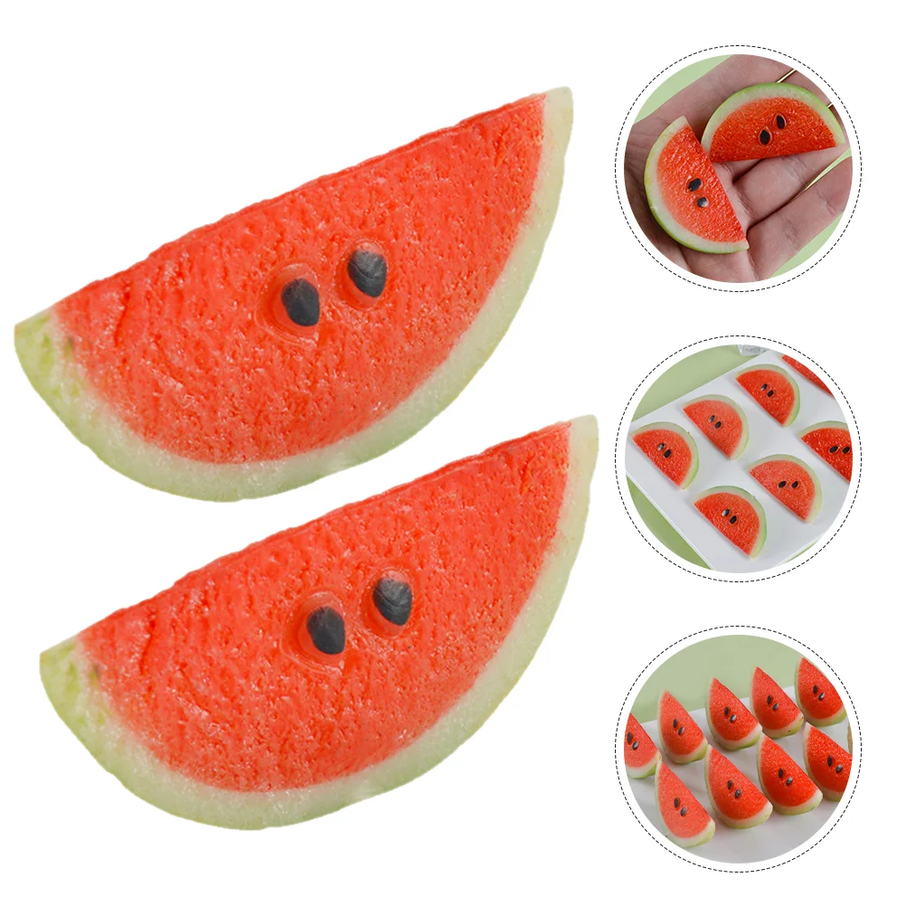 

4 Pcs Desktop Simulated Watermelon Slices Student Tabletop Decor Charm Pvc Models