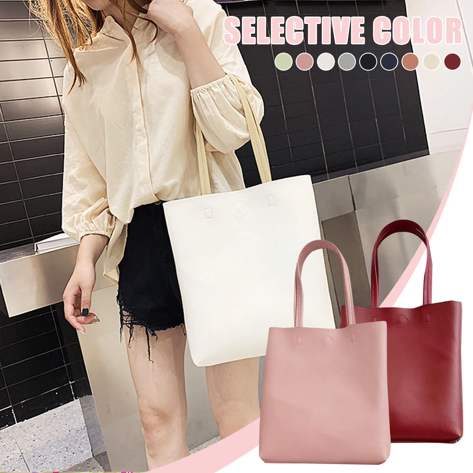 Borsa tote da donna Borsa sotto le ascelle alla moda Borsa a tracolla in morbida pelle PU di grande capacità Borsa a tracolla retrò Borse a secchiello portatili casual - immagine 2