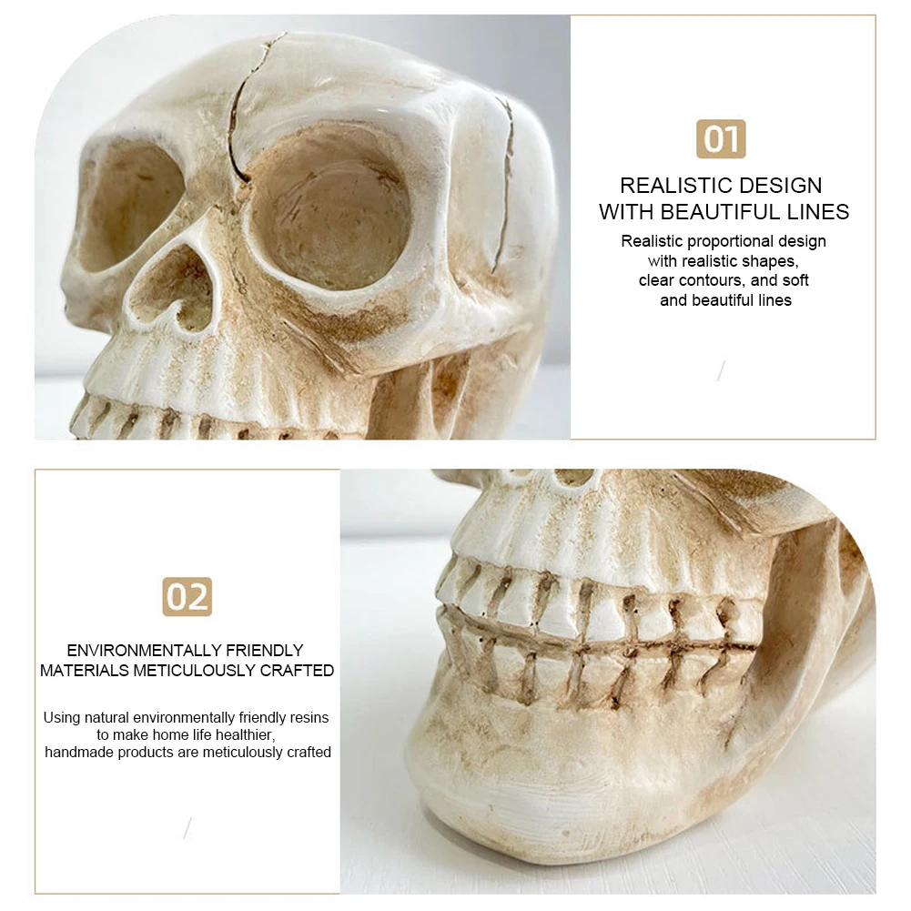 Resin Skull Ornament Succulent Plant Pot Skull Flower Pot Skull Head Model Flower Planter Container Home Decor Crafts