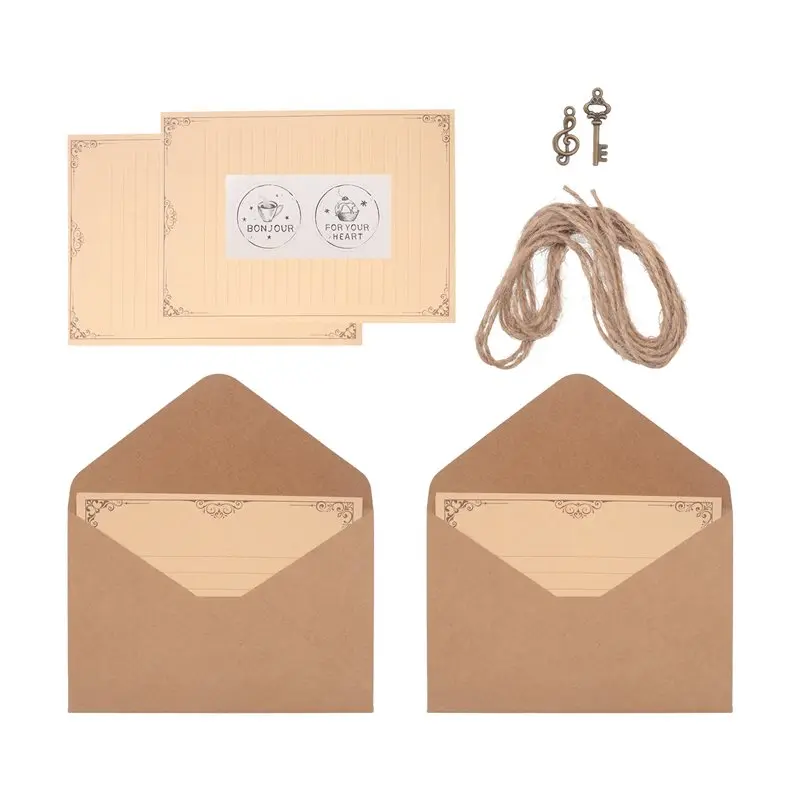 E-Easy To Use-12 Pcs 빈티지 크래프트 종이 필기 용지 편지 쓰기용 유럽 스타일 종이 편지 용지 문구류