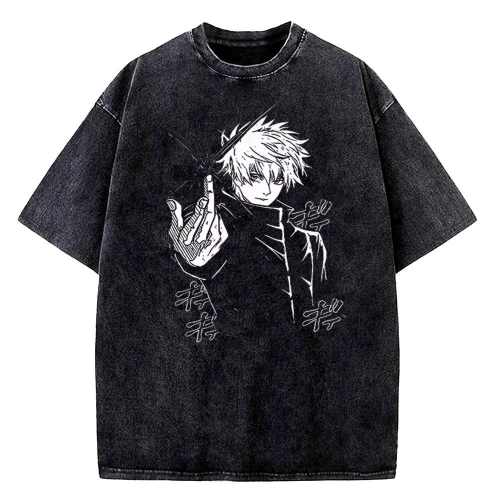 Jujutsu Kaisen Gojo Satoru Vintage Graphic Cotton T-Shirt - Unisex Short Sleeve Tee