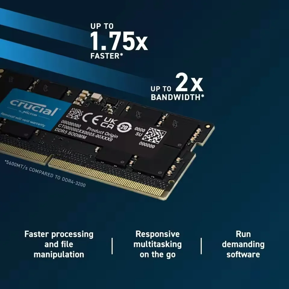 크루시얼 DDR5 RAM 8GB 16GB 32GB 4800MHz 5600MHz 262핀 SO-DIMM 메모리 비-ECC LEGION 노트북용 RAM