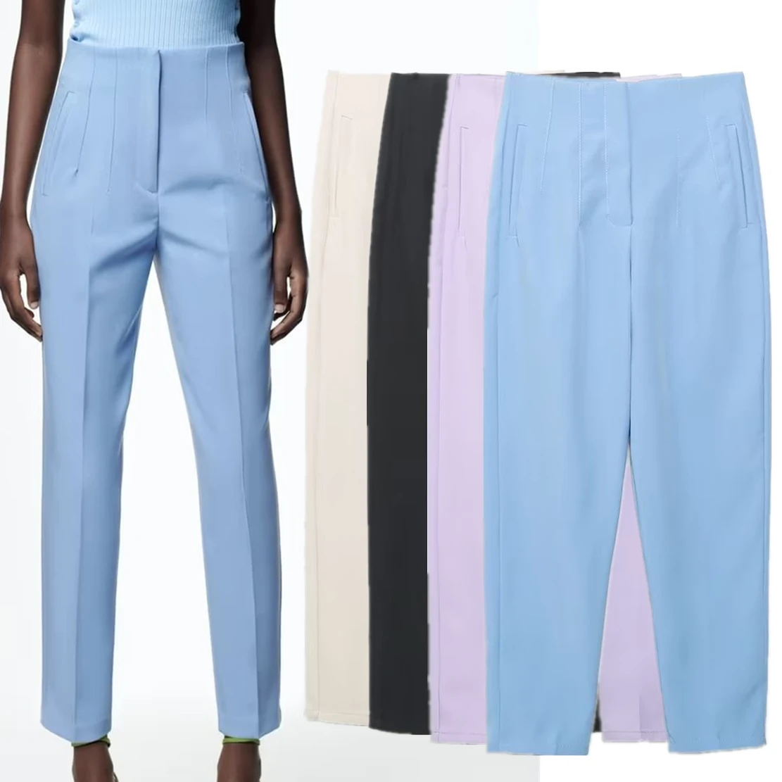 

Elmsk 2023 Fashion Office Lady Casual Suits Pants Japanese Style Multicolor Straight Trousers Women