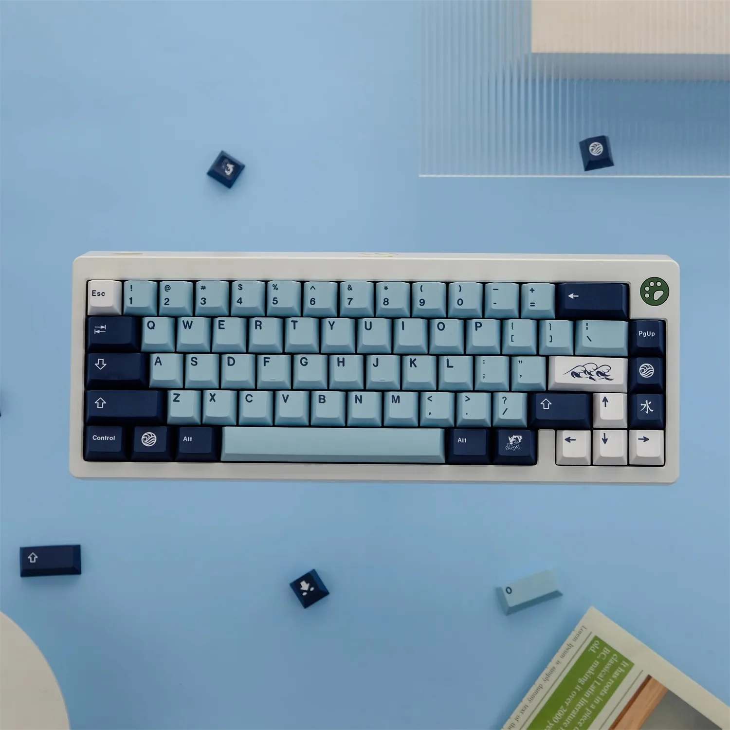 Gmk Mizu Keycaps Grupo Pbt Sublimação de Corante Teclados de Perfil Cereja 61 64 68 75 84 96 980 104 Teclados de Layout 129 Teclas