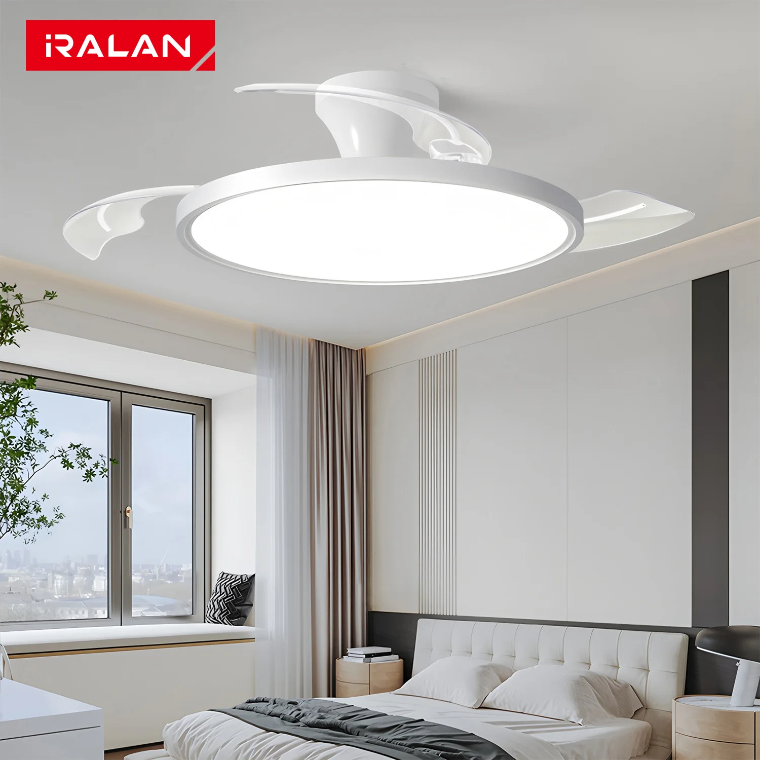 Lampa sufitowa IRALAN z wentylatorem, inteligentne, wysuwane łopatki z Polski za $69.94 / ~263zł