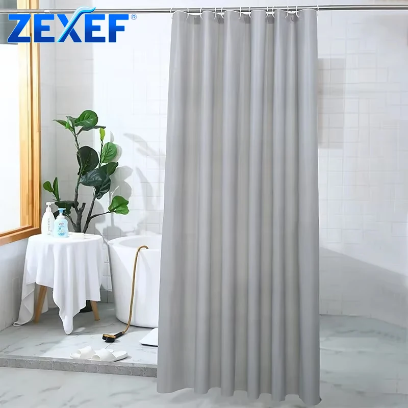 ZEXEF PEVA Bathroom Waterproof Shower Curtain Mildew Tulle Home Luxury With Hooks Heavy S Fold Wavy Home Shower Accessories