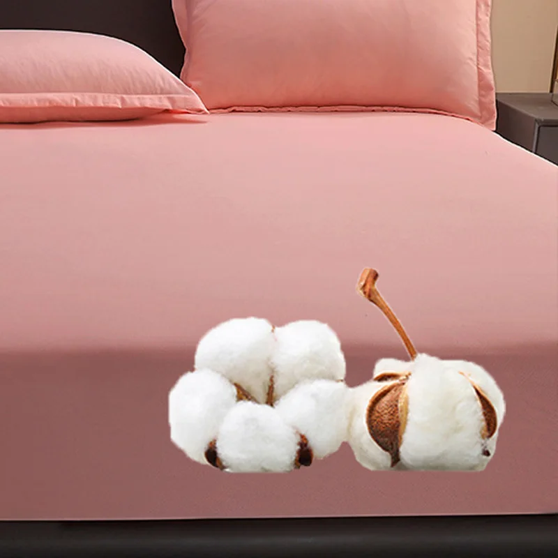 

Deep Pocket Mattress Cover No Pillowcase Hypoallergenic Dormitory Strap Bedspread High-End Home Textile 100% Cotton Fitted Sheet