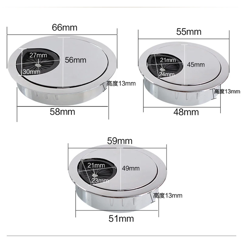 48/51/58mm 테이블 책상 케이블 깔끔한 와이어 구멍 커버 레드 구리 색상 아연 합금 PC 컴퓨터 그로밋