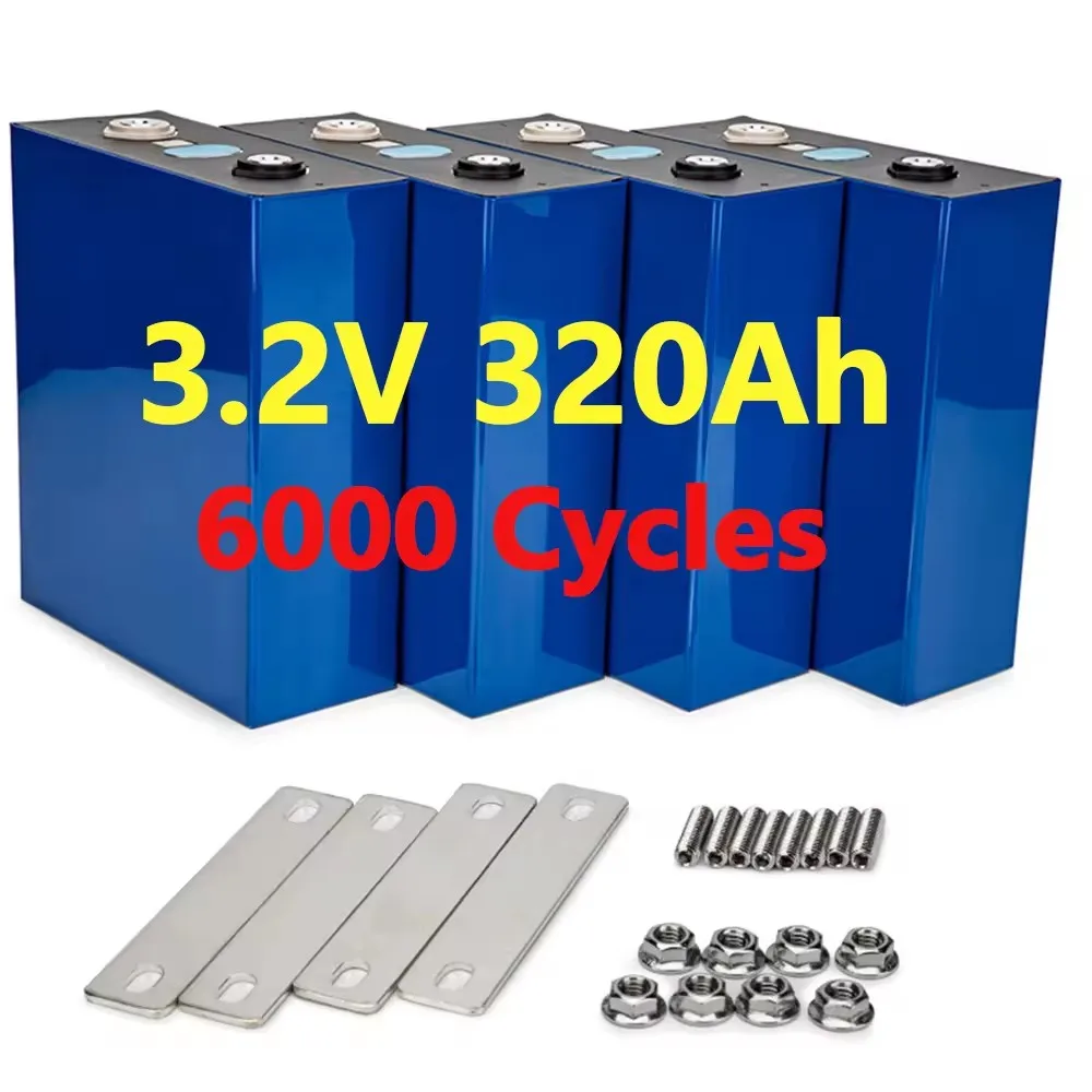 

4Pcs Grade A 320Ah LiFePO4 Battery 3.2V Rechargeable Lithium Iron Phosphate Cell DIY 12V 24V 48V RV EV Vans Golf Cart