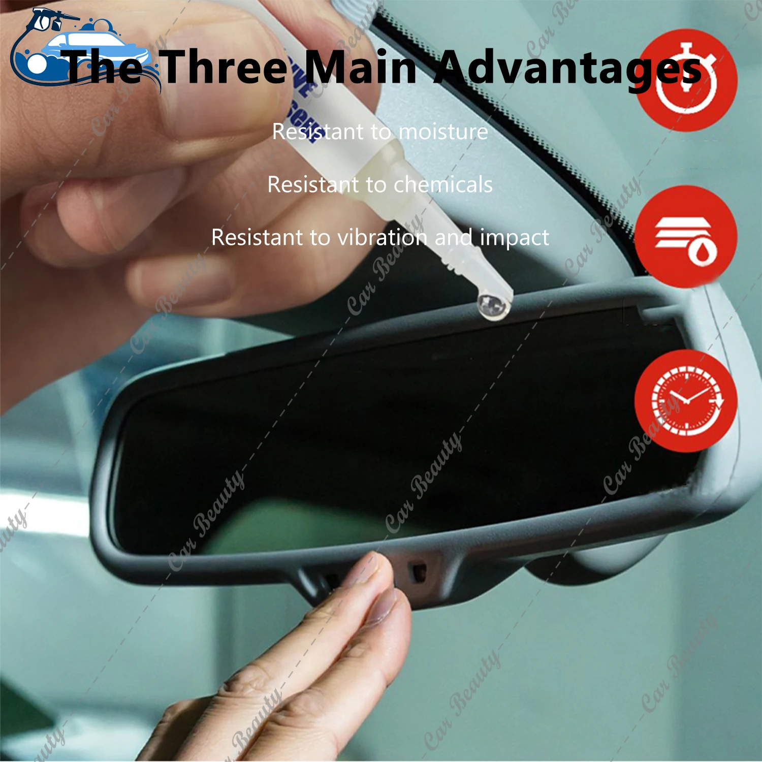 Rear view Mirror Professional Strength Rearview Adhesive Kit High-Bond for Glass & Metal Quick Curing Glue 0.014FL OZ 0.4ML 3