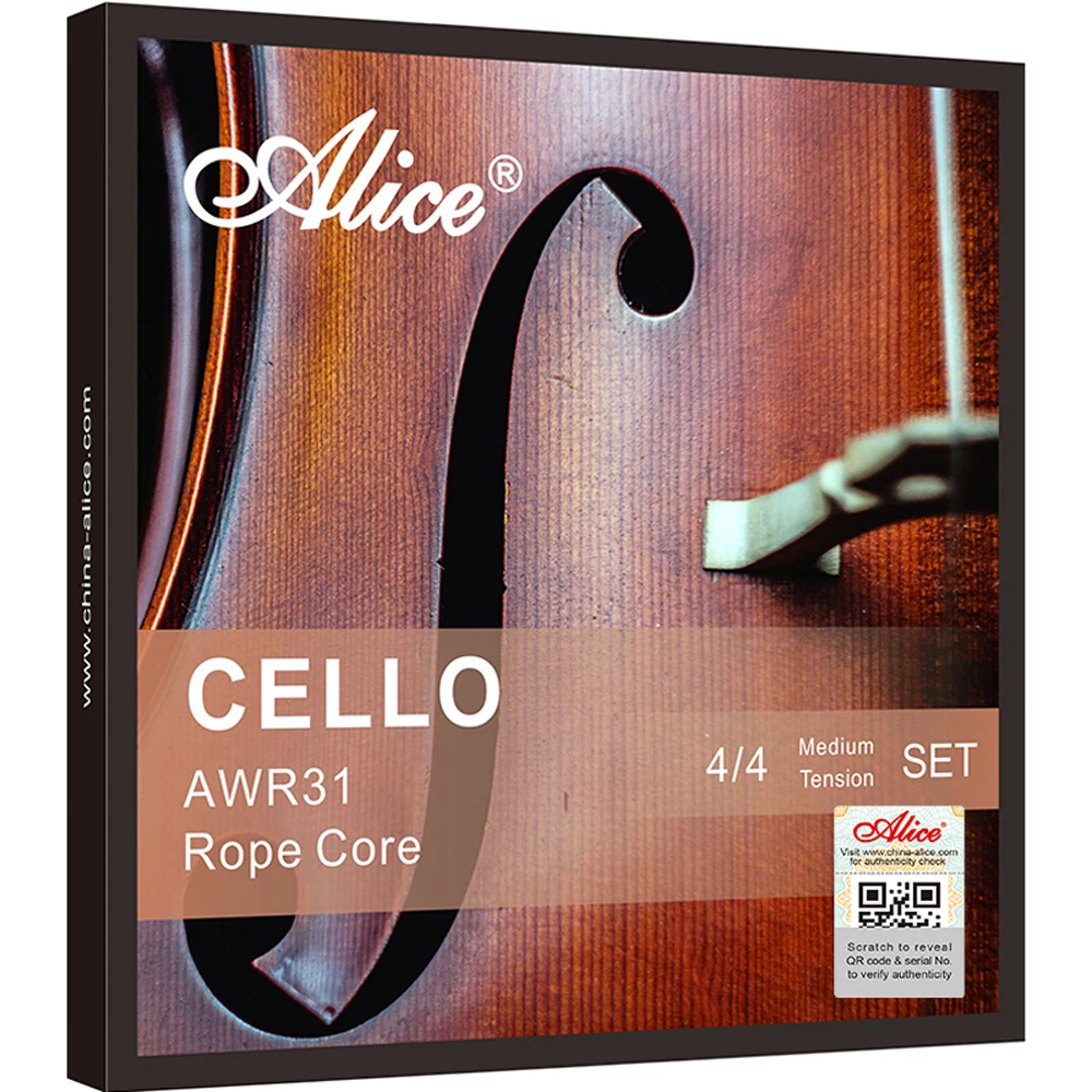 Alice AWR31 Rope Core Ni-Cr Wound ADGC 4/4 Scale Medium Tension Cello Strings