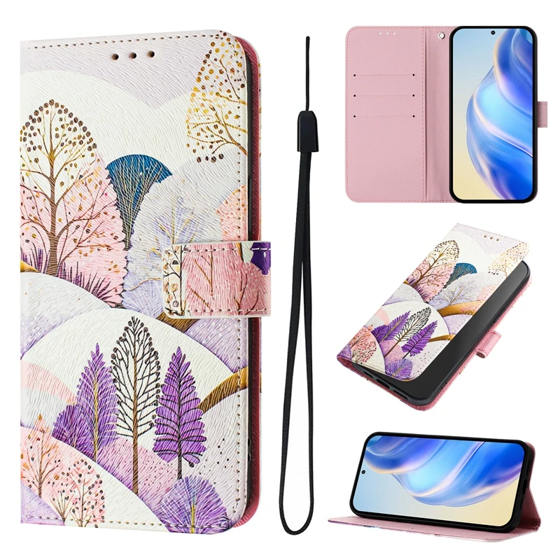 Leather Wallet Flip Phone Case - Cartoon Design