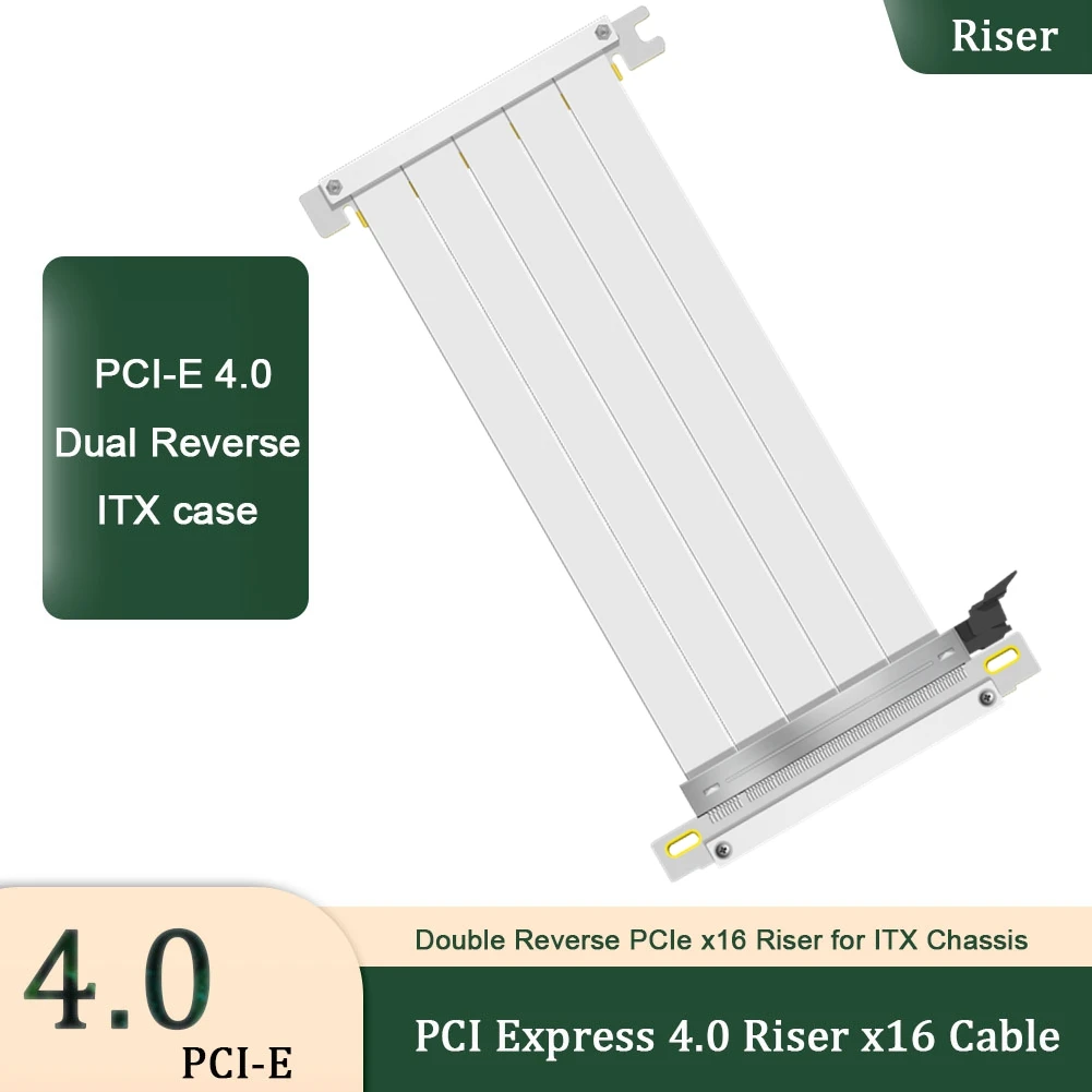 Riser White Pcie 4.0 X16 Cable [Rtx3090 3060 Rx6900Xt Testato] Pc Gaming Pci Express Gen4 Dual Reverse Gpu Itx A4 Case K39 K55 G5