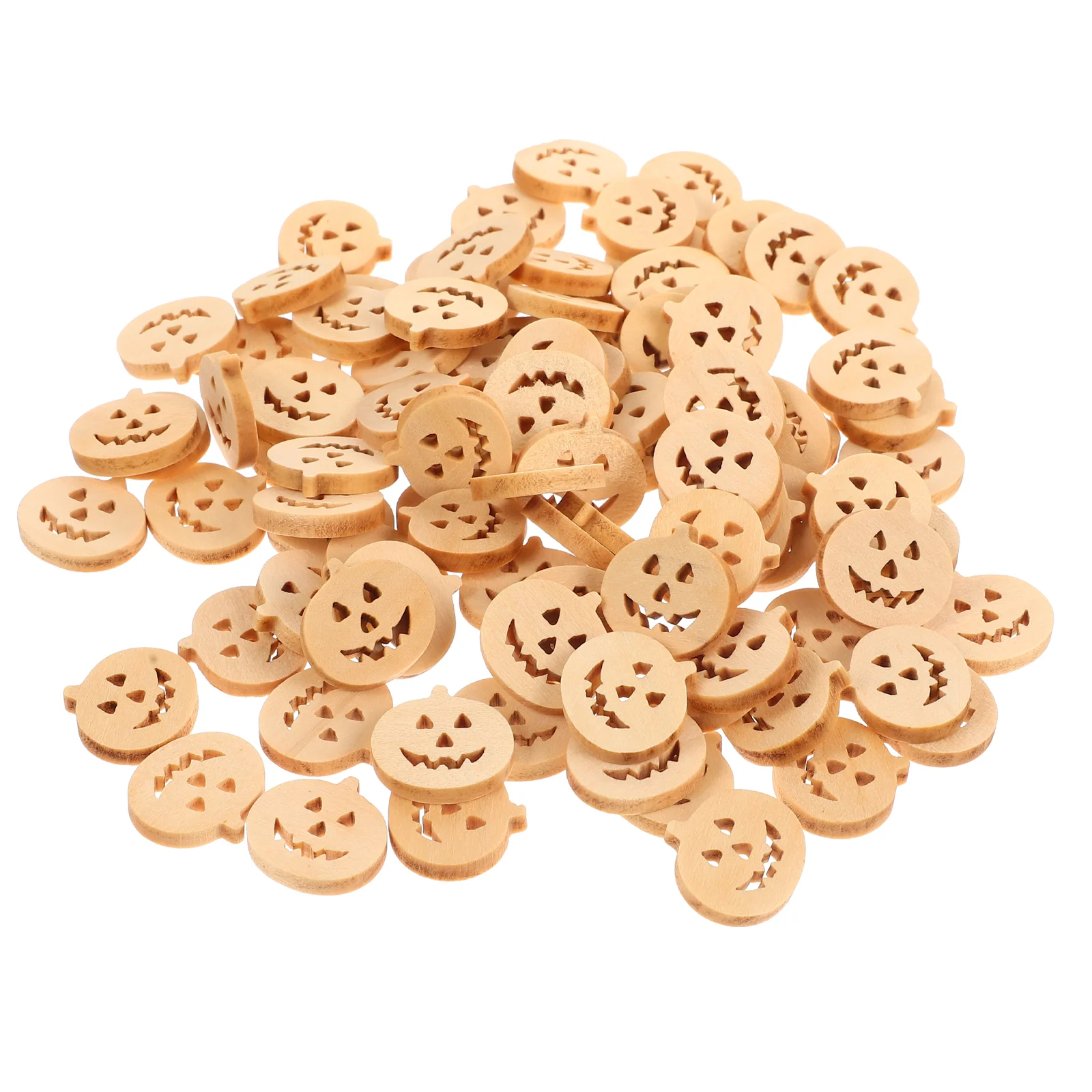 

100pcs Halloween Pumpkin Style Buttons Wood Button Clothing Buttons Home Decor