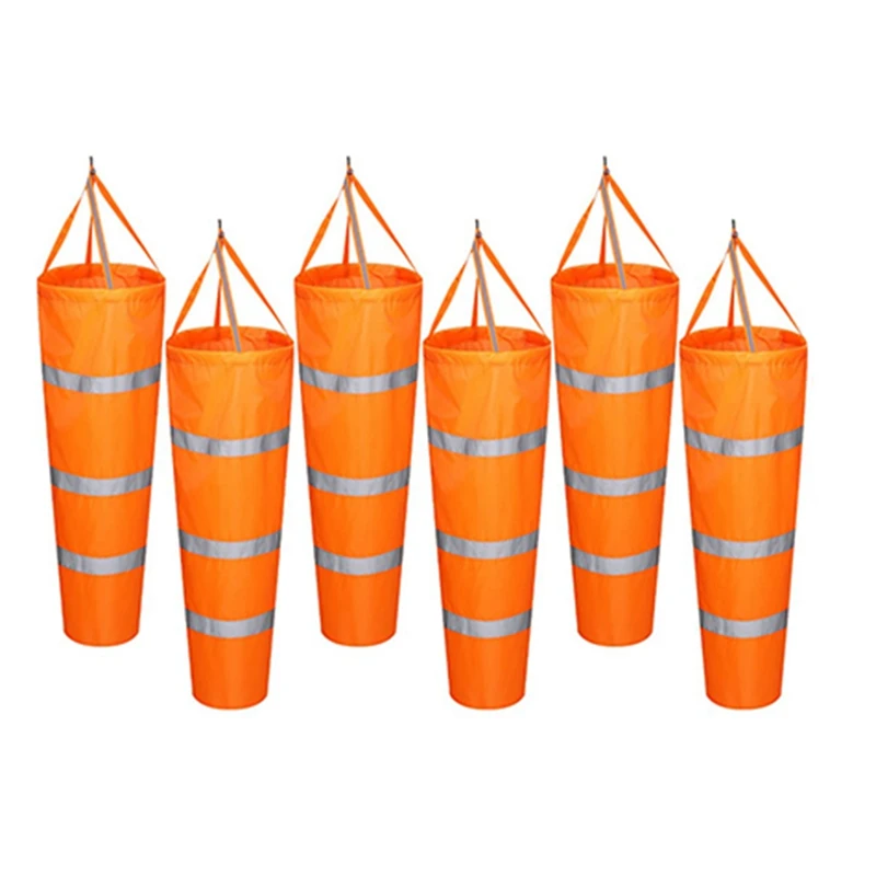 

6PCS Wind Sock Rip-Stop Wind Direction Measurement Sock Bag With Reflective Belt For Outdoors Airport Farm