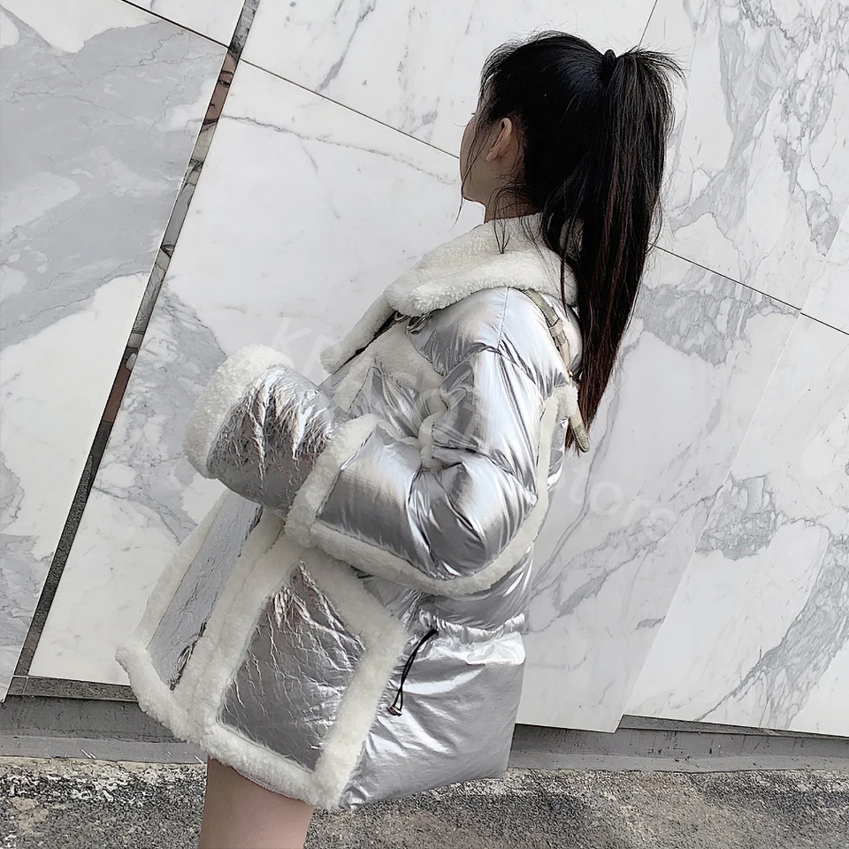 Cabolsa de Pele de Ovelha Feminino para Baixo Cabolsa de Pele Real Inverno Natural Prata Puffer Jaqueta Laides Moda Turndown Collar Cabolsa Quente 2022 4 Computers & Electronics