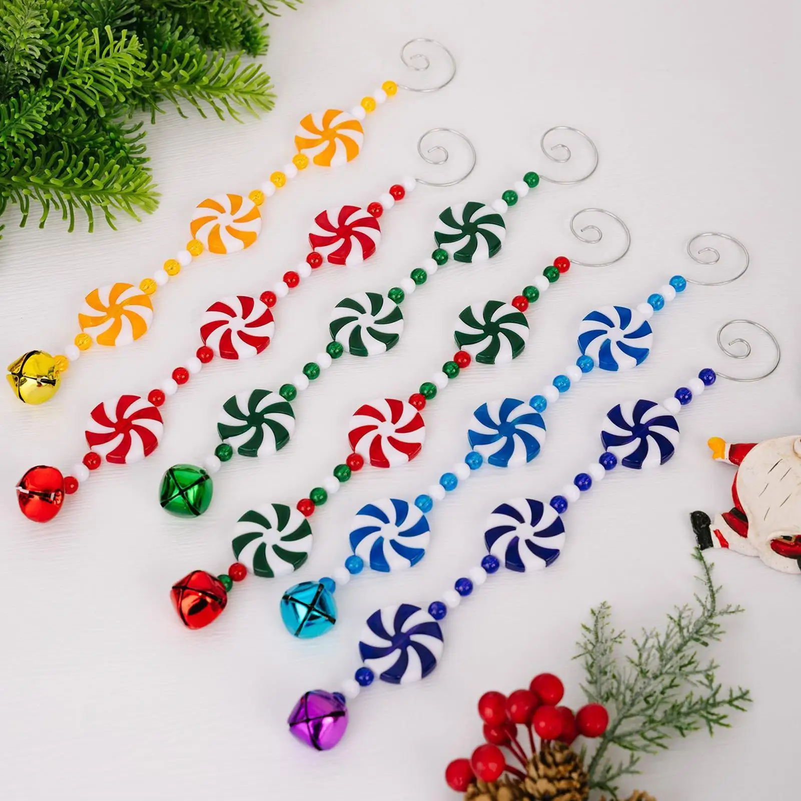 6Pcs Candy Cane for Christmas Tree Colorful Hangable Christmas Tree Decoration Acrylic Candy Cane Lollipop for Living Room