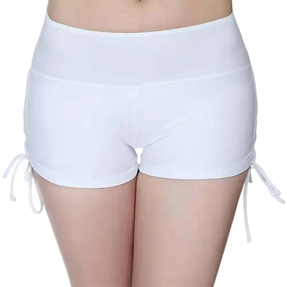 Women Safety Pants Swim Shorts Solid Color Drawstring Boxers Mid Waist Women Basic Safety Pants Bathing Boyshorts Beachwear