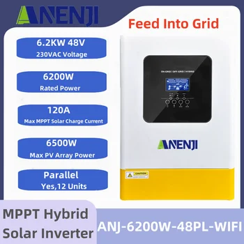 Hybrid Solar Inverter 6.2KW Parallel On Grid Off Grid 48V MPPT 120A Solar Controller Pure Sine Wave Inverter With CT Sensor