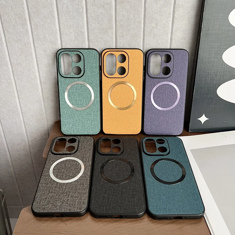 ELVEV Magnetic Woven Cloth Anti-Slip Phone Case with Premium TPU & Hard PC