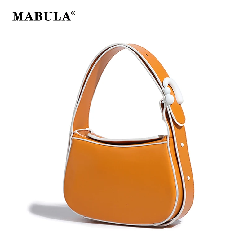 MABULA Soft PU Leather Underarm Shoulder Bag Women Luxury Designer Half