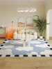 Checkerboard Large Area Living Room Carpet Soft Comfortable Plaid Cloud Bedroom Rug Blue Modern Art Fluffy Cute Children Doormat 2