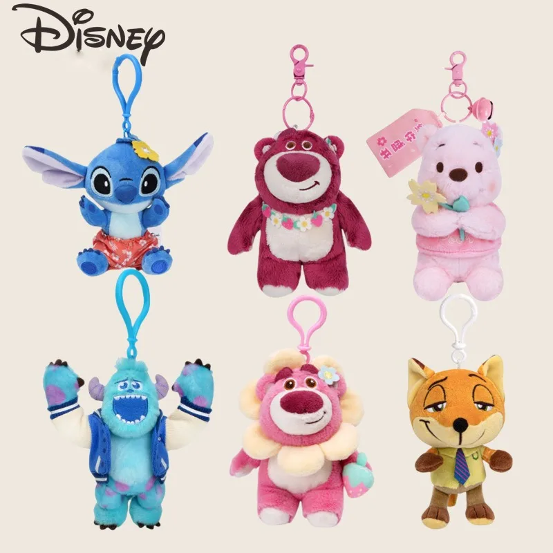 

Disney 11-15CM Doll Strawberry Bear Pooh Bear Kawaii Plush Toy Coin Purse Toy Story Pendant Cute Bag Charm Girls Holiday Gifts
