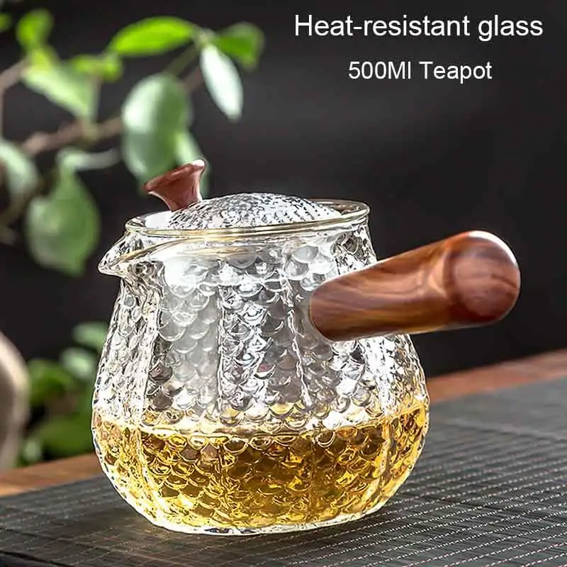 BORREY Induction Cooker Teapot High Borosilicate Heat Resistant Glass  Teapot Gas Stove Teapot Pu'er Flower Kettle Tea Filter Pot