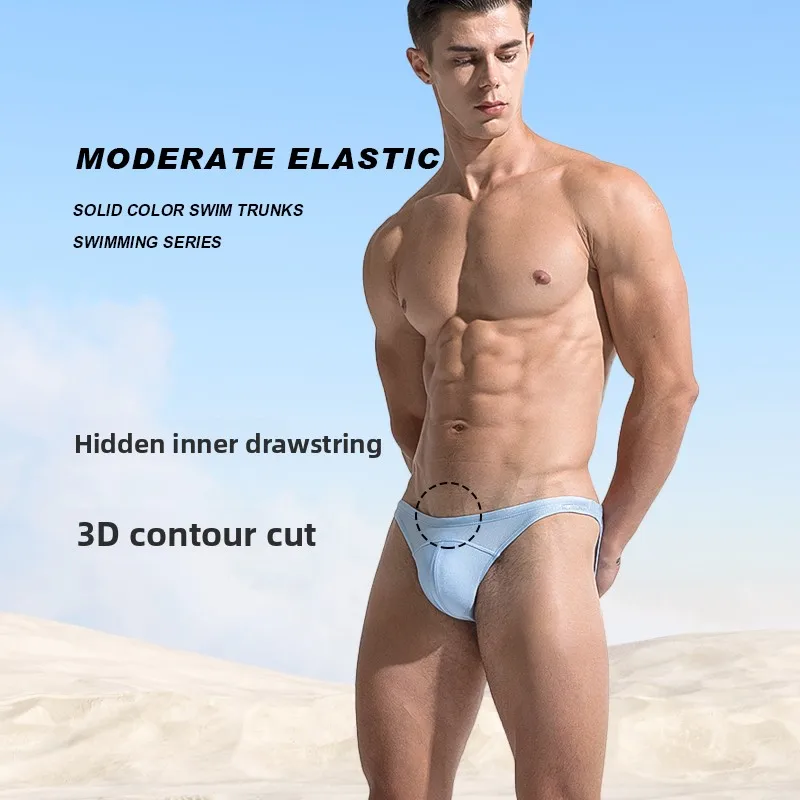 Men's Low-Waist e Swimming Suits Faionable iny Fabric High Elastici Beach Vaion Swimming Bla Bikini