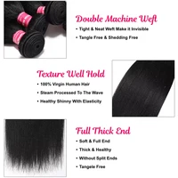 Extensions de cheveux humains vierges Yaki lisses, 100g par paquet, tissages à coudre, couleur naturelle, offre de lots 4