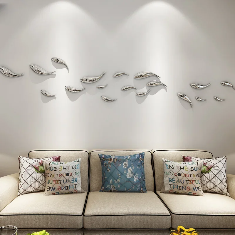 Creative Electroplating Gold Silver Fish Wall Hanging Decor Living Room Sofa Background Three-dimensional Fish Hanging Ornament 5