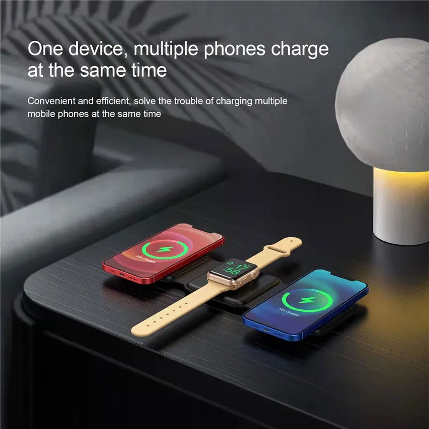 Wireless Charger Pad 100W 3 in 1 for iPhone 14 13 12 XR Pro Max Apple Watch AirPods