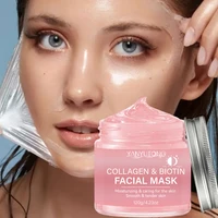 Masque exfoliant au collagène, masque enveloppant au collagène à la biotine Jour et nuit, hydratation profonde, crème masque de soin nocturne. 2