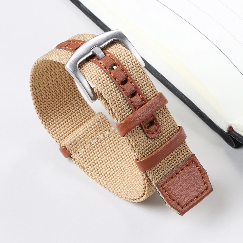 Versatile Green & Grey Nylon Leather Watch Strap - 20mm/22mm - Unisex Sporty Soft Bracelet