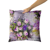 Happy Easter Day Purple Flower Pillow Case Hydrangea Lavender Rose Forest Pillowslip Cushion Covers Sofa Living Room 5