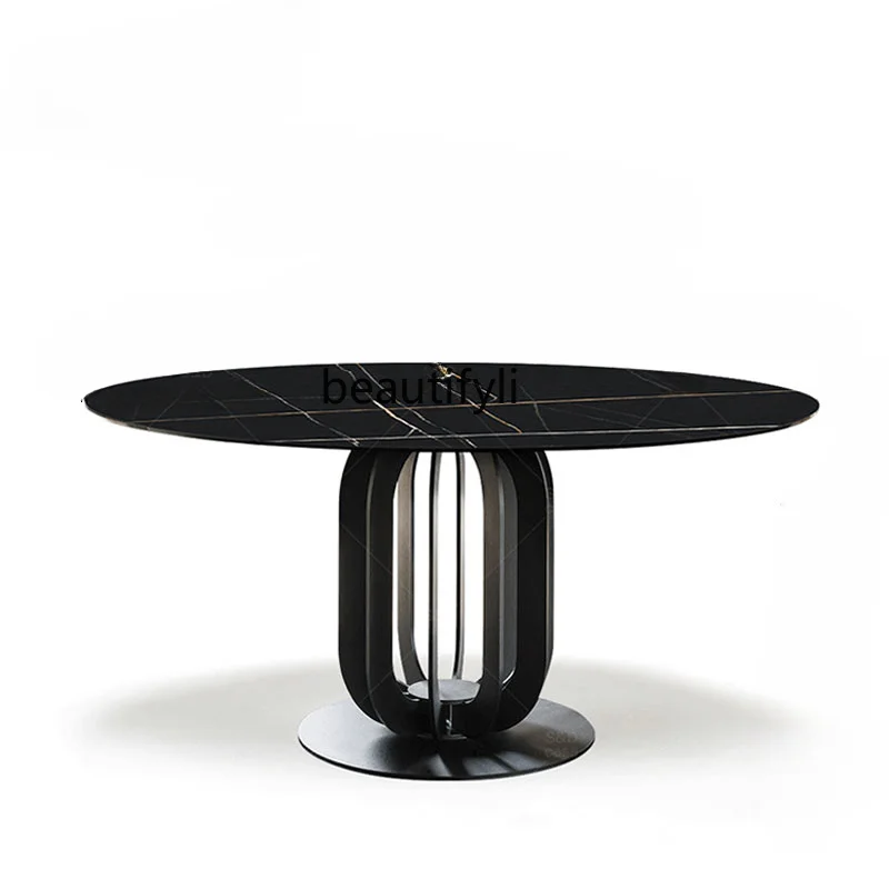 

Italian Stone Plate Marble Dining-Table round Table Nordic Modern Minimalist round Dining Table