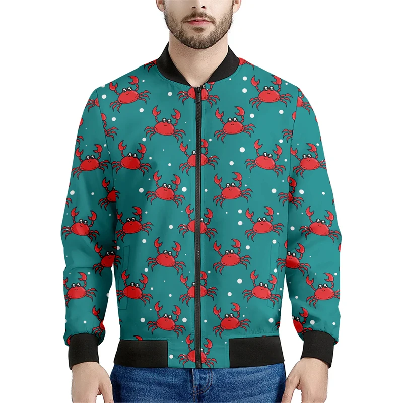 thumbnail image 1 of Bonita chaqueta con estampado de cangrejo para hombre, chaqueta bomber con estampado 3D informal a la moda, sudaderas de manga larga, abrigos holgados estilo Harajuku para niños, 1 of 5