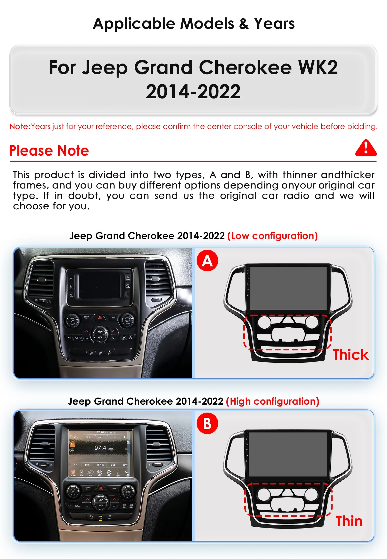 4G 8Core Android Car radio for Jeep Grand Cherokee WK2 2014