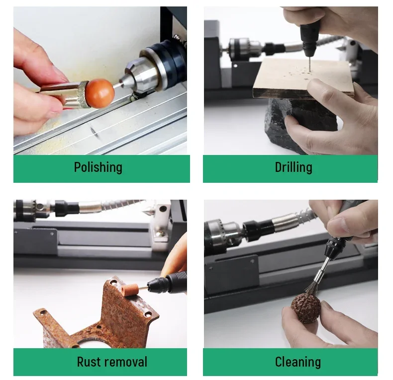 Portable Mini Lathe Machine 12V/24V DC Miniature Buddha Pearl Lathe Woodworking