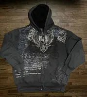 Harajuku Y2K New Fleece Thickened Goth Print Zipper Hoodie Women Street Hip Hop Joker Loose Sweatshirt Couple Casual Punk Hoodie
