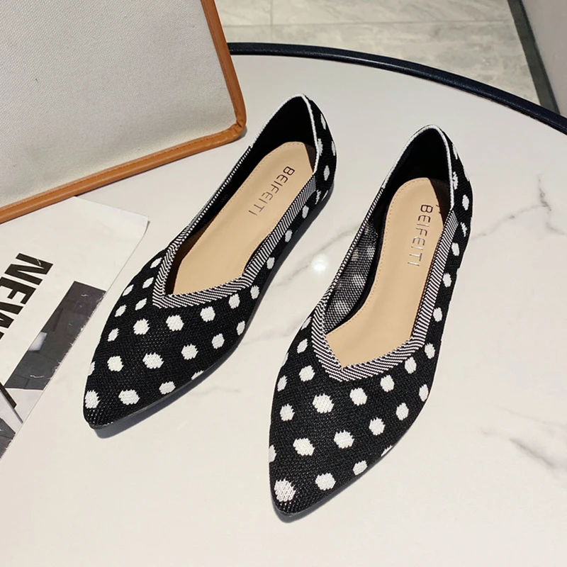 Women's flat shoes casual fashion dot color matching breathable anti slip rubber bottom pointed comfortable shoes spring women loafers women orthopedic shoes