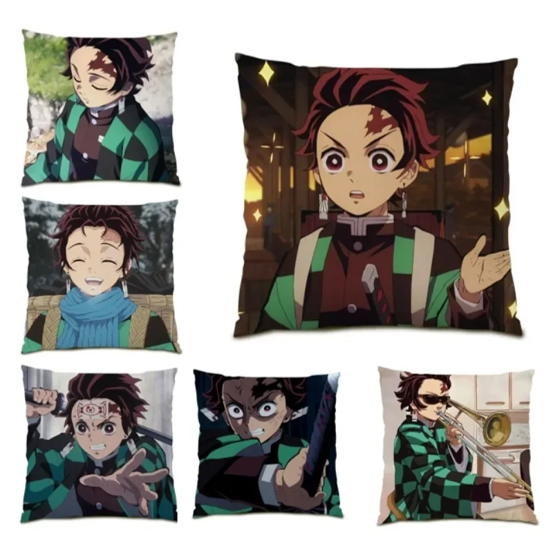 

Pillowcase Anime Demon Slayer Pillow Cover Kamado Tanjirou Cushion Cover Cartoon Character Home Decor Bedroom Double Bed E1659