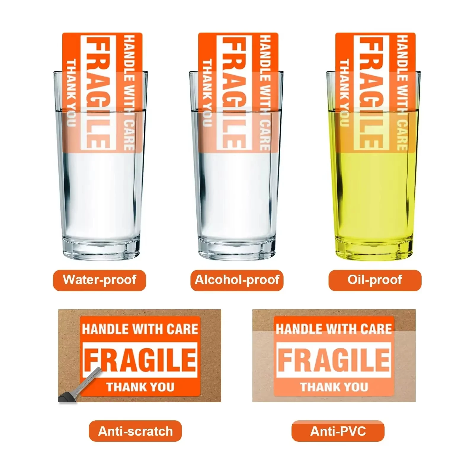 깨지기 쉬운 스티커는 위조 방지, 변조 방지, 그리고 이사들이 주의를 기울여 취급하라고 상기시키는 경고 스티커로 사용됩니다.