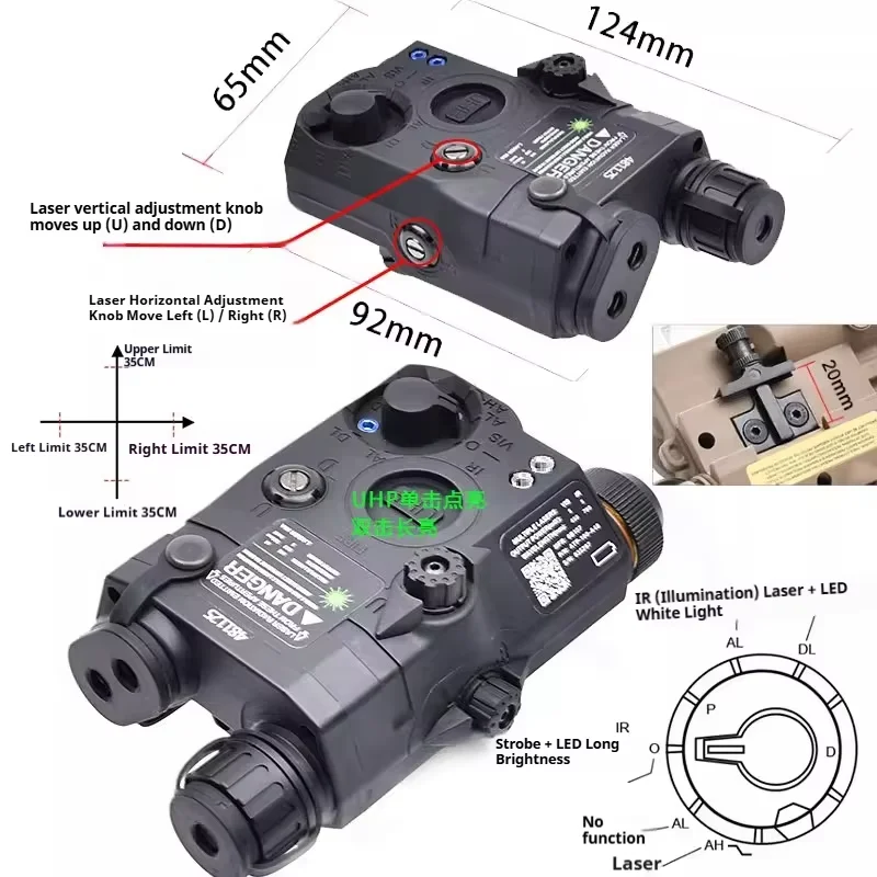 Taktische Airsoft PEQ-15 PEQ15 LA5C Rotpunkt Grün Blau IR Fülllicht Laser-Indikator Scout-Licht LED Stroboskop-Taschenlampe PEQ – Detail 6