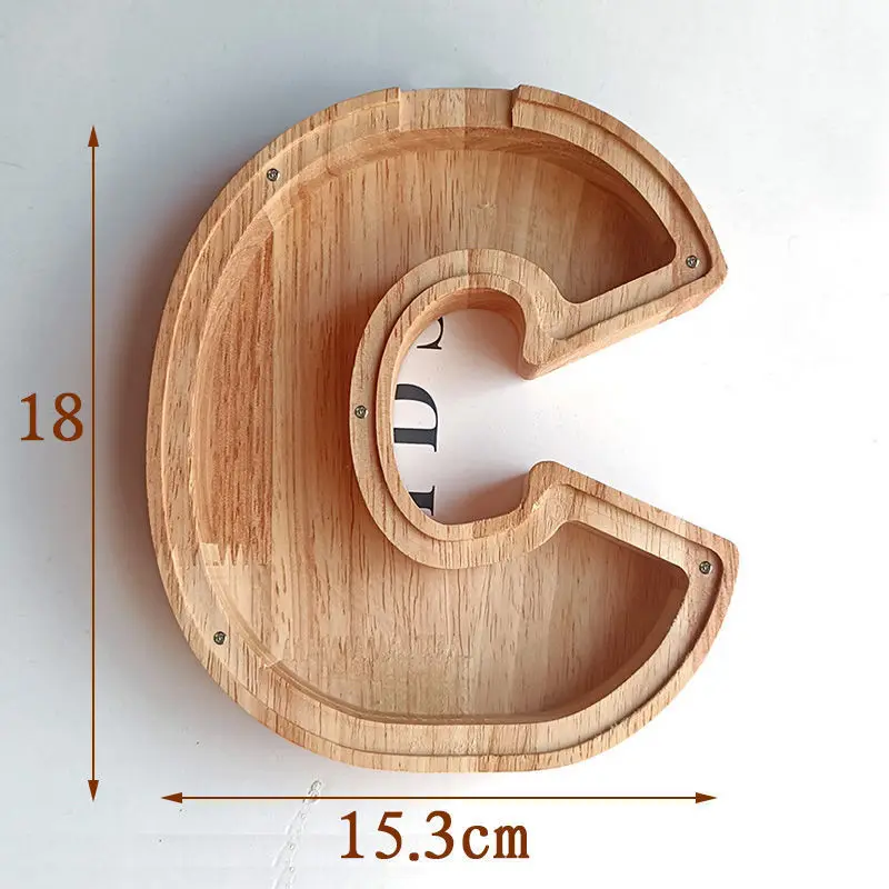 English Alphabet Piggy Bank for Children High-value Wooden Piggy Bank Cartoon Gifts Home Decoration