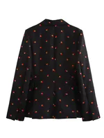 2024 Autumn and Winter New Arrivals Women's Fashion Versatile Strawberry Pattern Printed Single Button Casual Suit Jacket 2