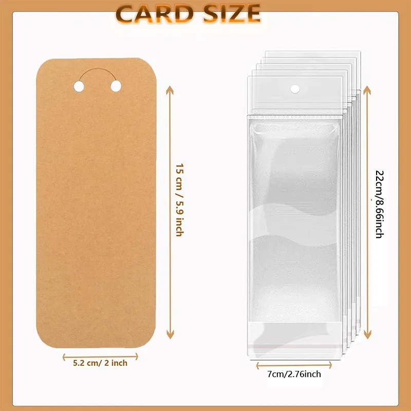 Jewelry Display Cards with Protective Sleeves 100-Pack Ideal for Necklaces Earrings & Keychains Crafted Gift Tags