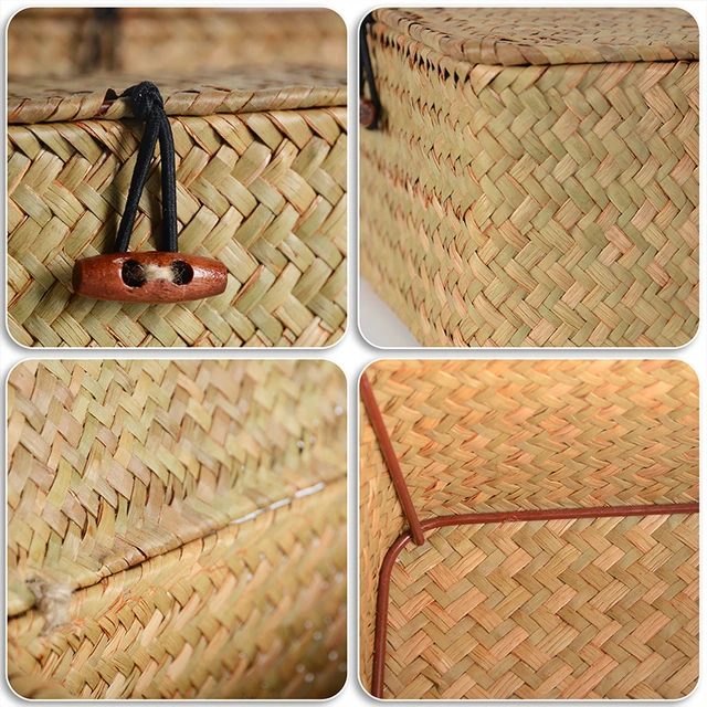 Rectangular Seagrass Storage Basket with Lid 6