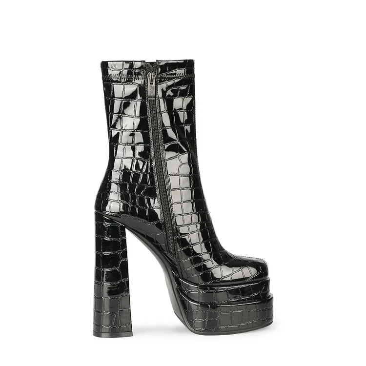 crocodile mid calf boots