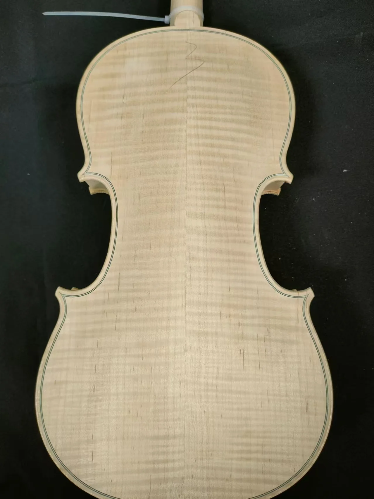 1PC Unvarnished Violin Flamed Maple Back Spruce Top Ebony Fingerobard 4/4 ZHG24606#